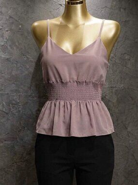 Renvy Dusty Rose Smocked Peplum Cami Top - Size S